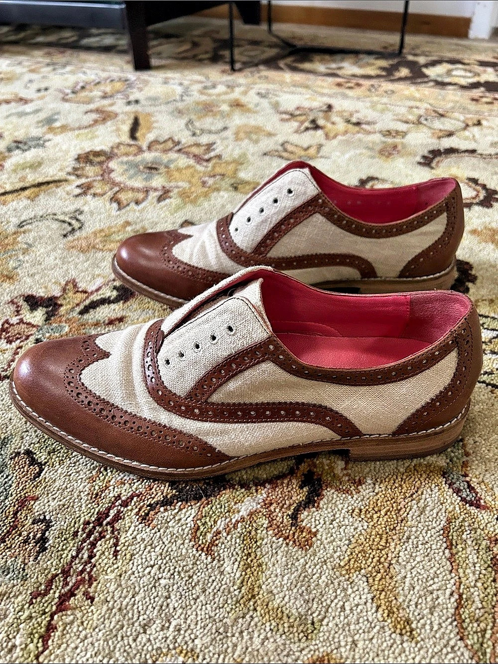 Cole Haan Women's Brown & Cream Wingtip Flats